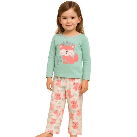 Mint Green Fox Pajama Set Simple Joys by Carter’s 3T - Picture 1 of 5